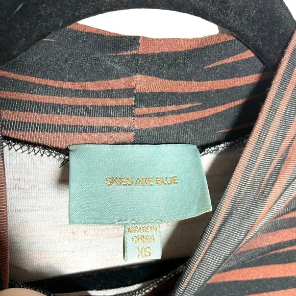 Skies Are Blue Animal Print Long Sleeve Mock Neck Dress in Brown/Black Size XS - Picture 7 of 12